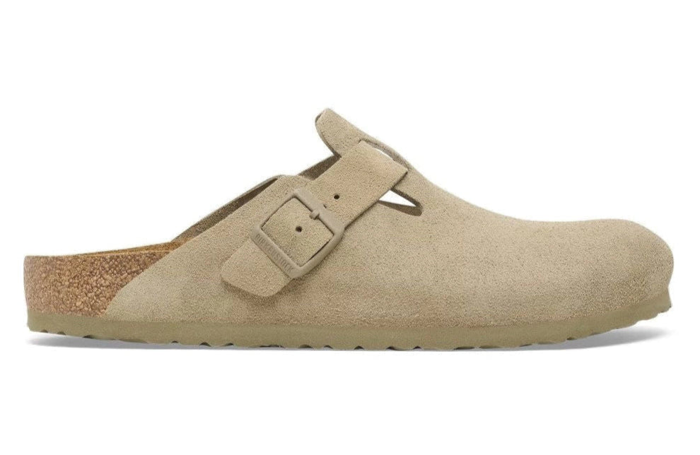Birkenstock Boston Soft Footbed "Suede Faded Khaki"