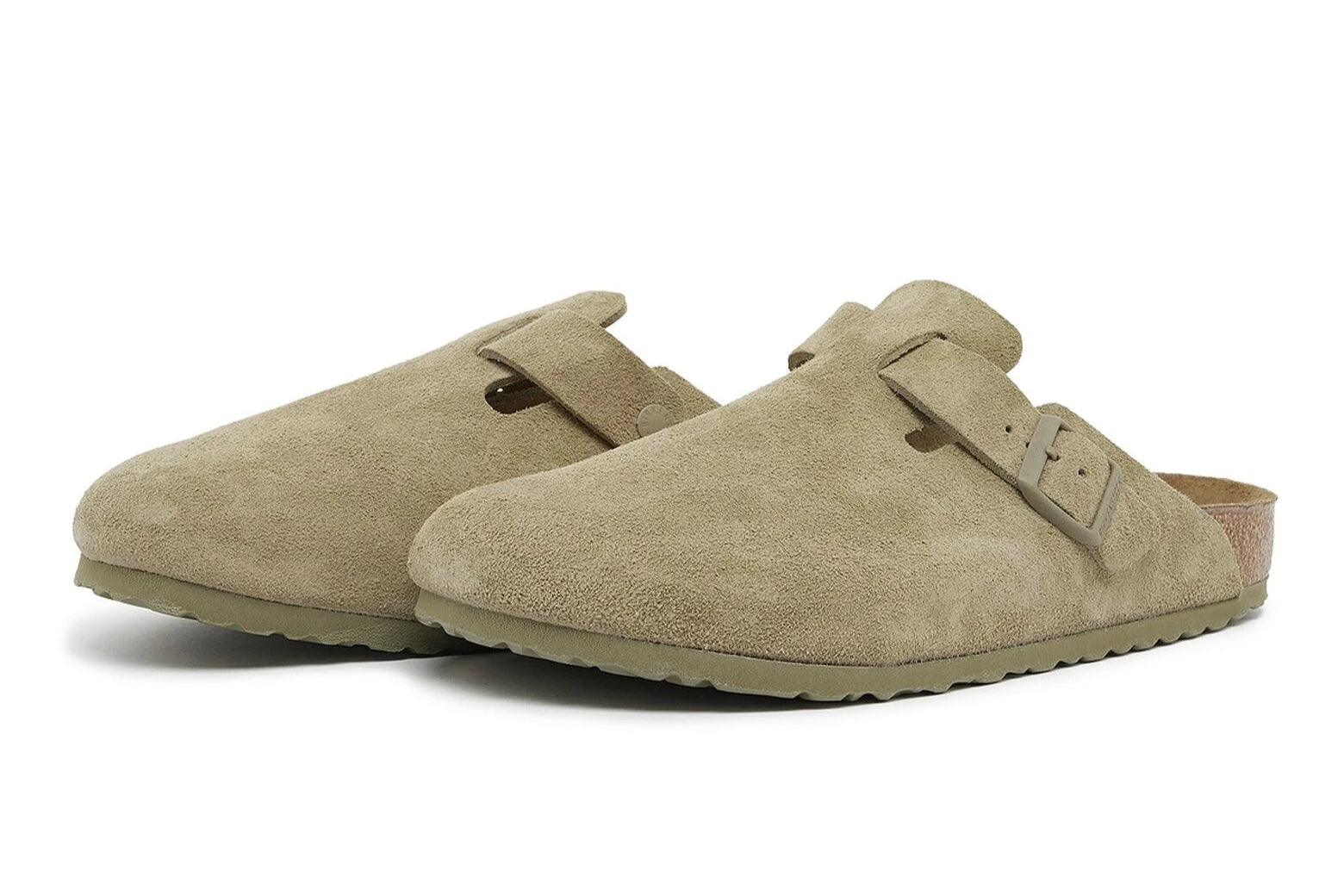 Birkenstock Boston Soft Footbed "Suede Faded Khaki"