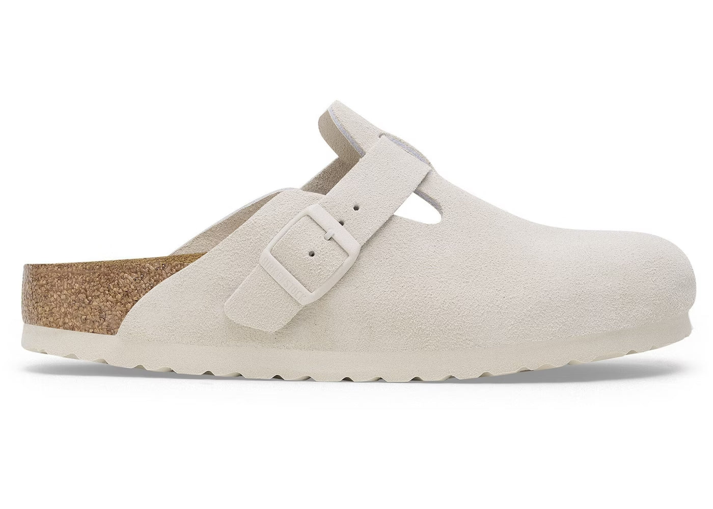 Birkenstock Boston Soft Footbed "Suede Antique White"