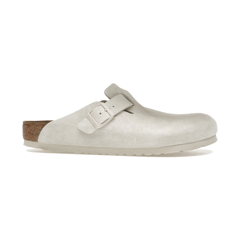 Birkenstock Boston Soft Footbed Suede Antique White