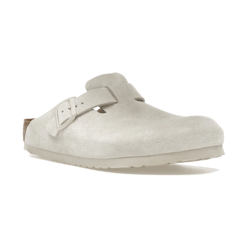 Birkenstock Boston Soft Footbed Suede Antique White